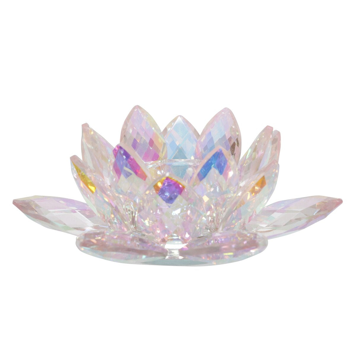 Blush Crystal Lotus Votive Holder 8.25"