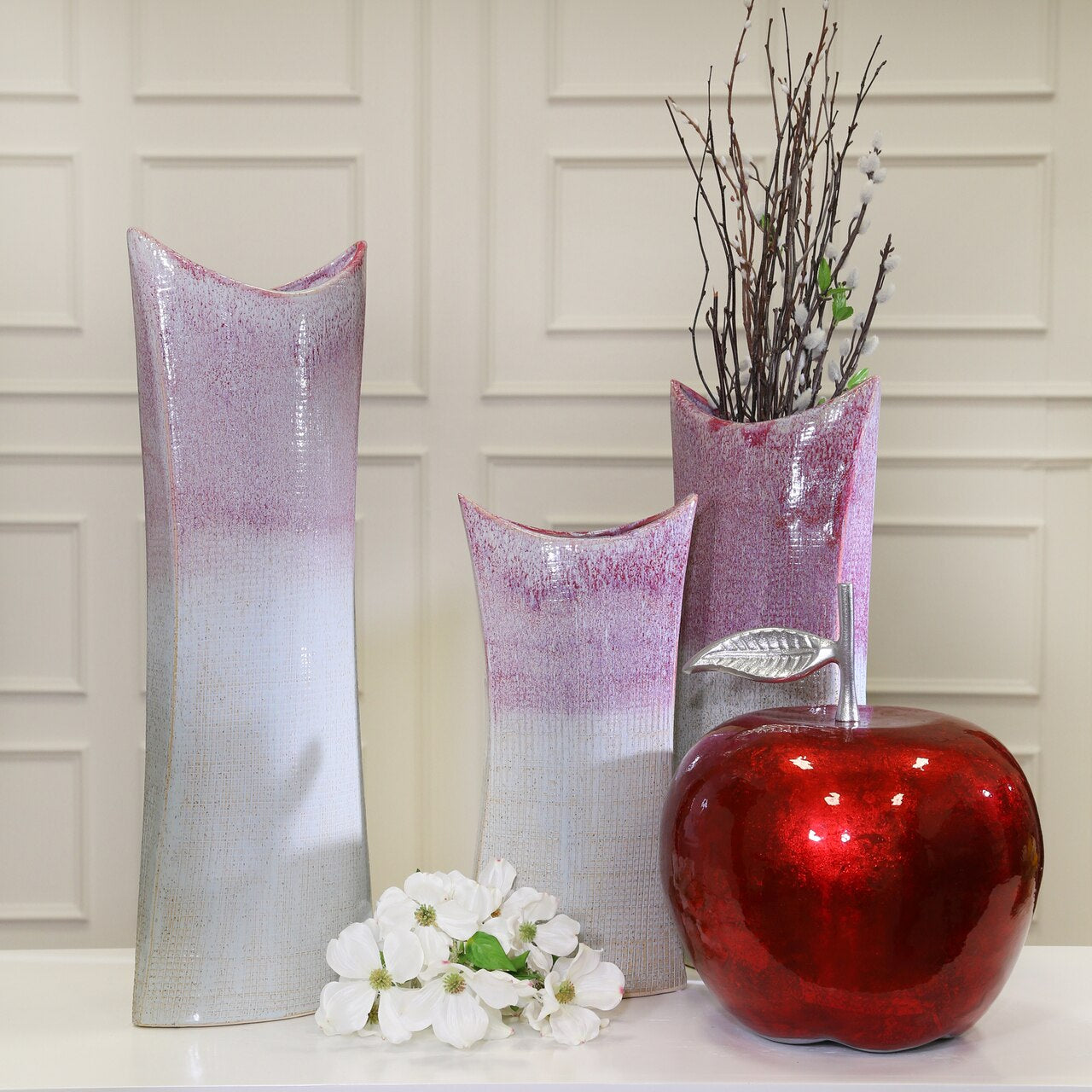 Ceramic 23.5" Mermaid's Pursevase, Burgundy Mix