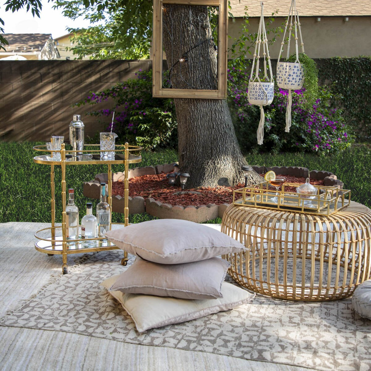 Metal 28" 2 Tier Bar Cart, Gold