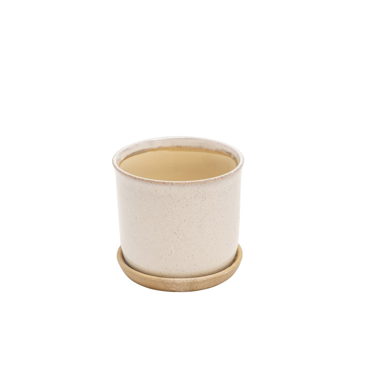 S/2 Ceramic 6/8" Planter W/ Saucer, Beige