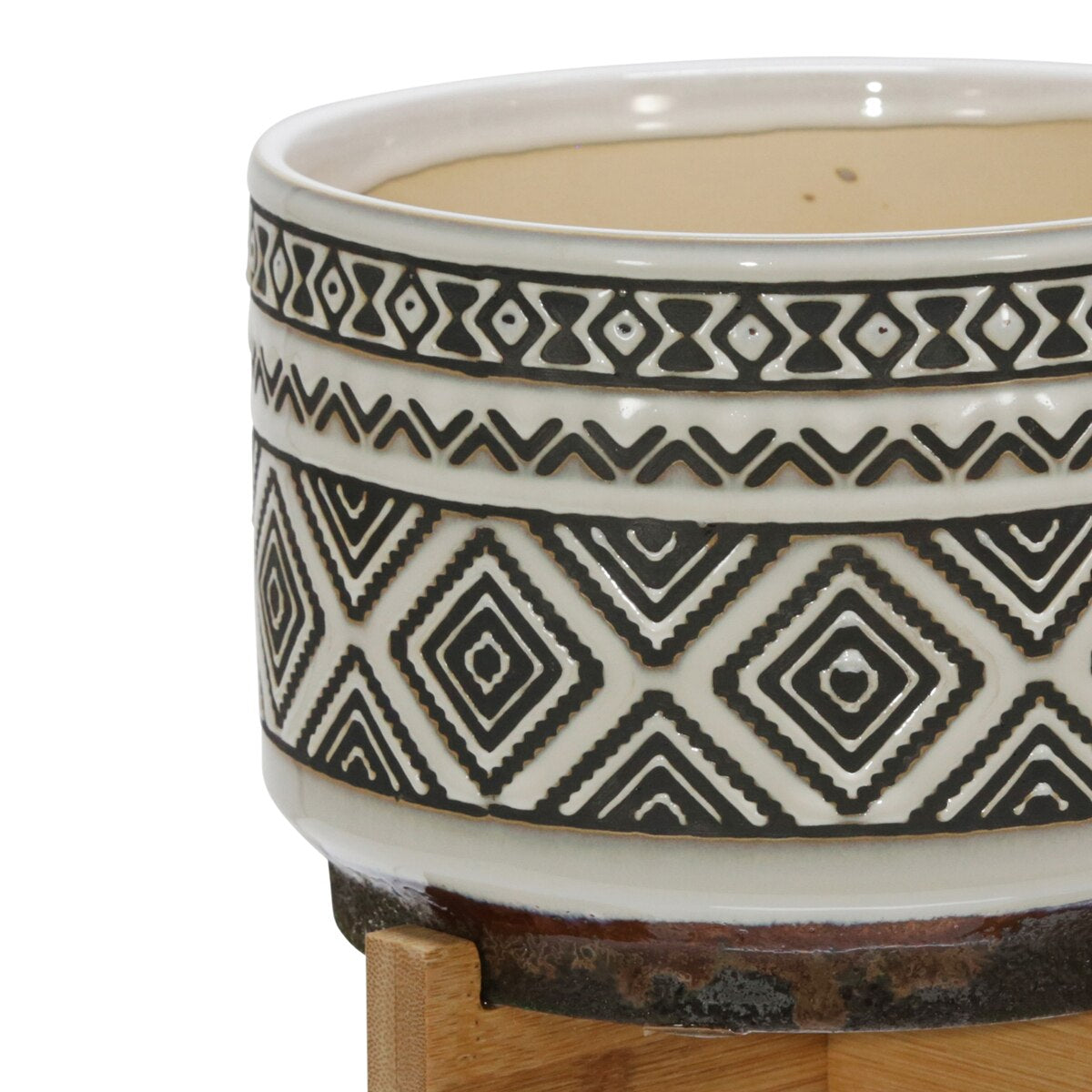 Ceramic 7" Diamond Planter On Stand, Ivory
