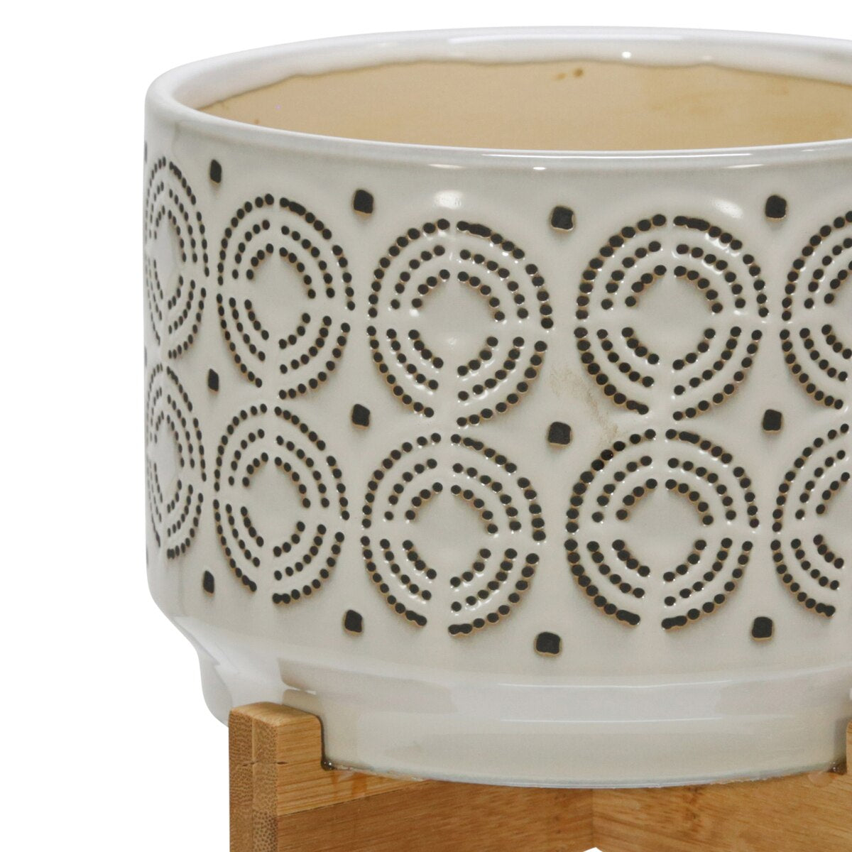 Ceramic 7" Swirl Planter On Stand, Ivory