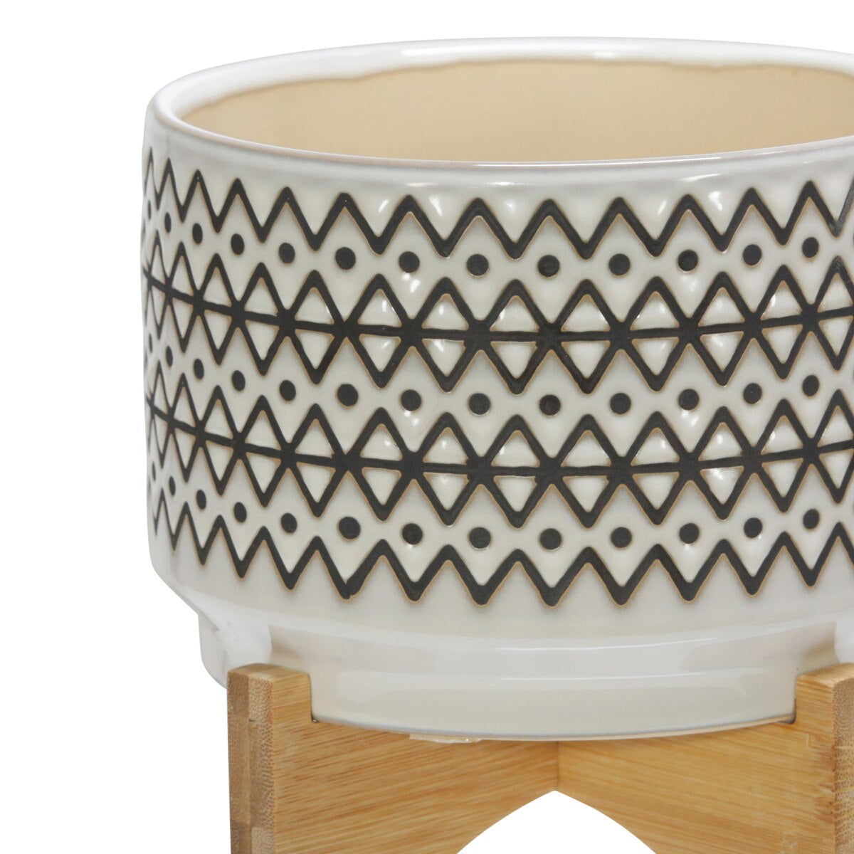 Ceramic 7" Abstract Planter On Stand, Ivory