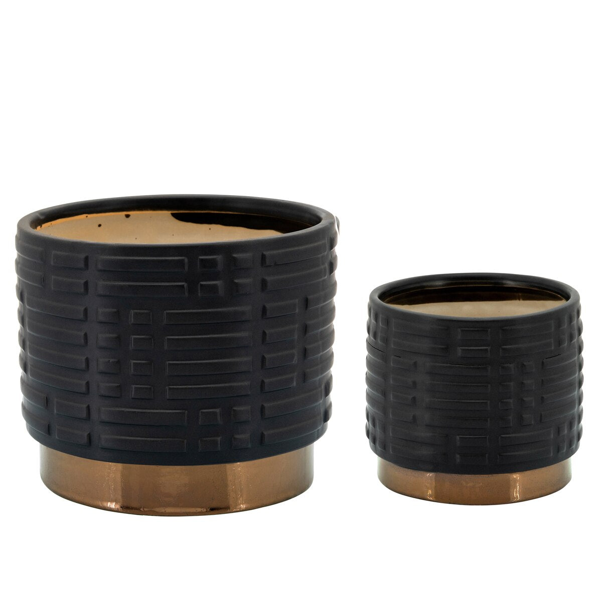 S/2 Maze Metallic Planters 6/8", Black