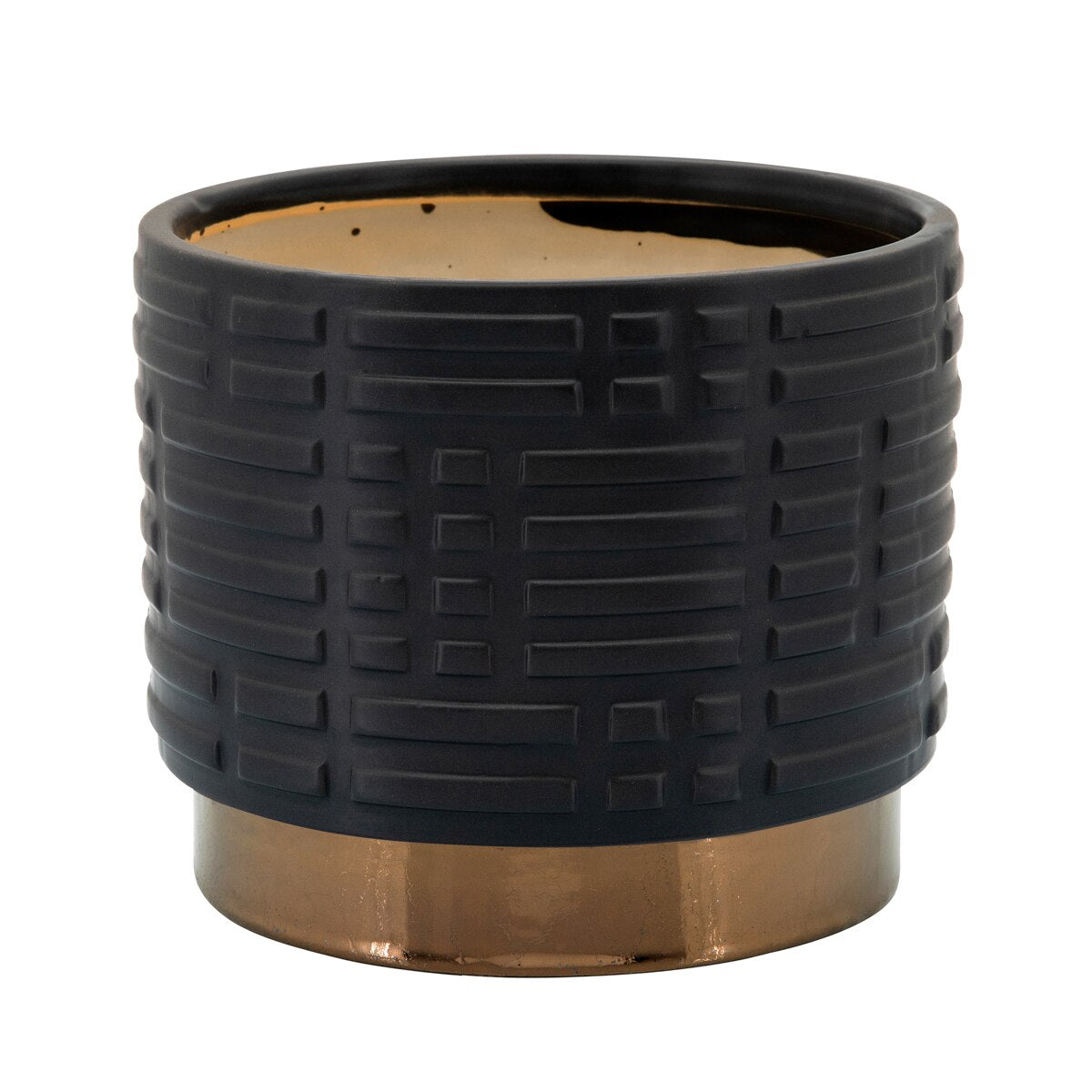 S/2 Maze Metallic Planters 6/8", Black