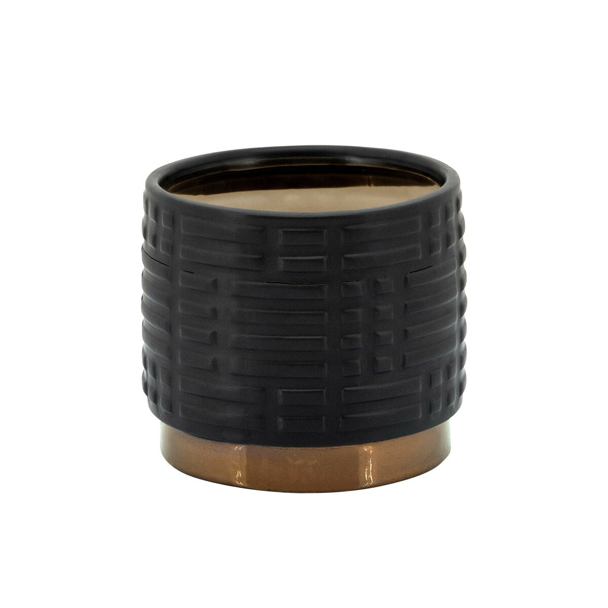 S/2 Maze Metallic Planters 6/8", Black