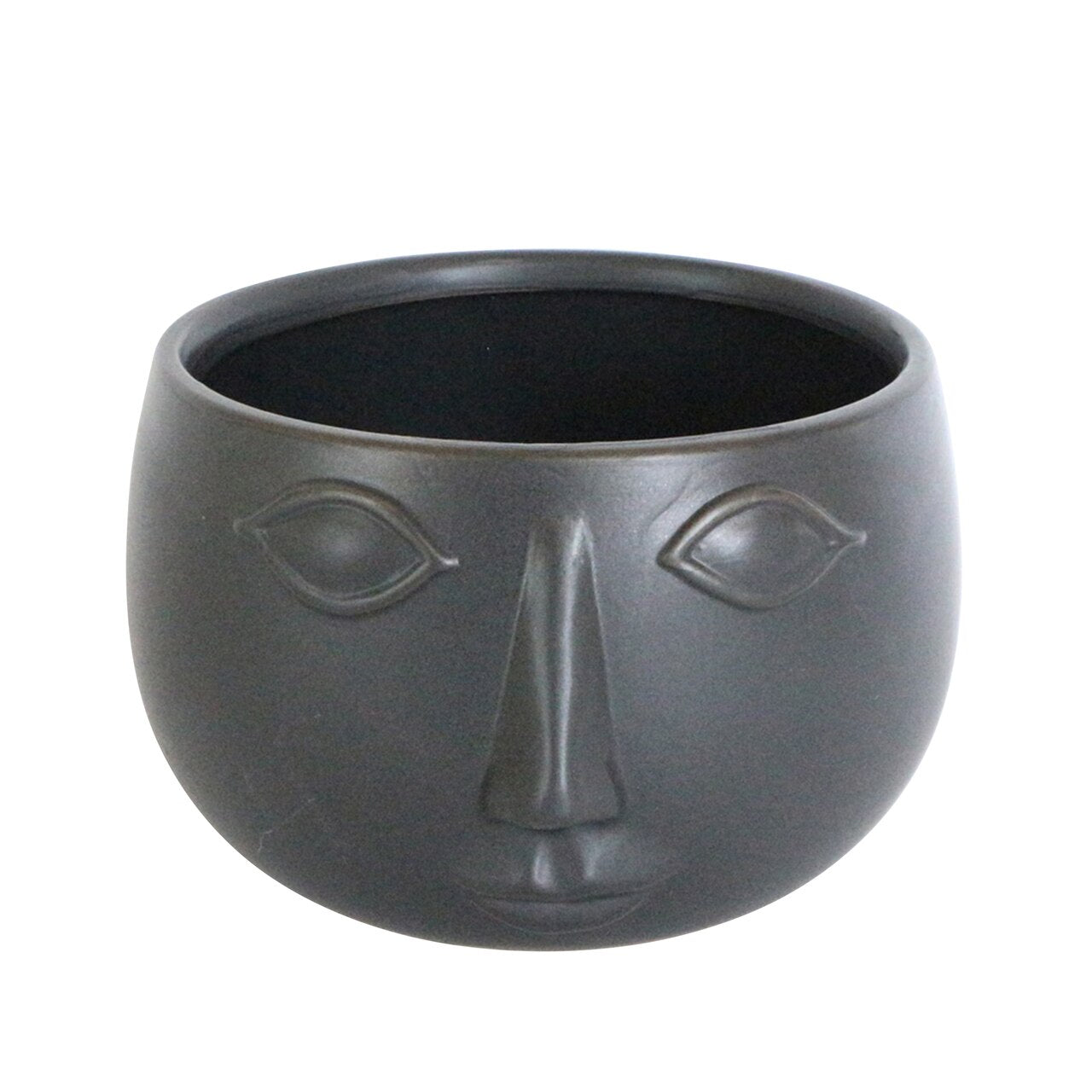 Ceramic 7" Face Planter, Matte Black