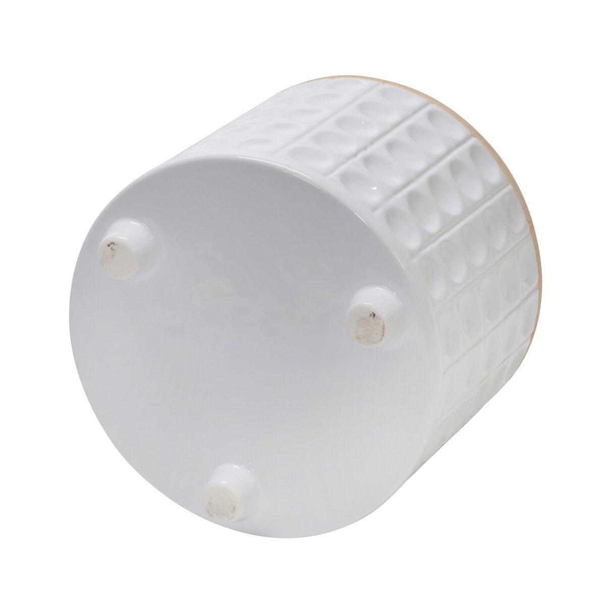 S/2 Ceramic Dimpled Footed Planter 10/12", White