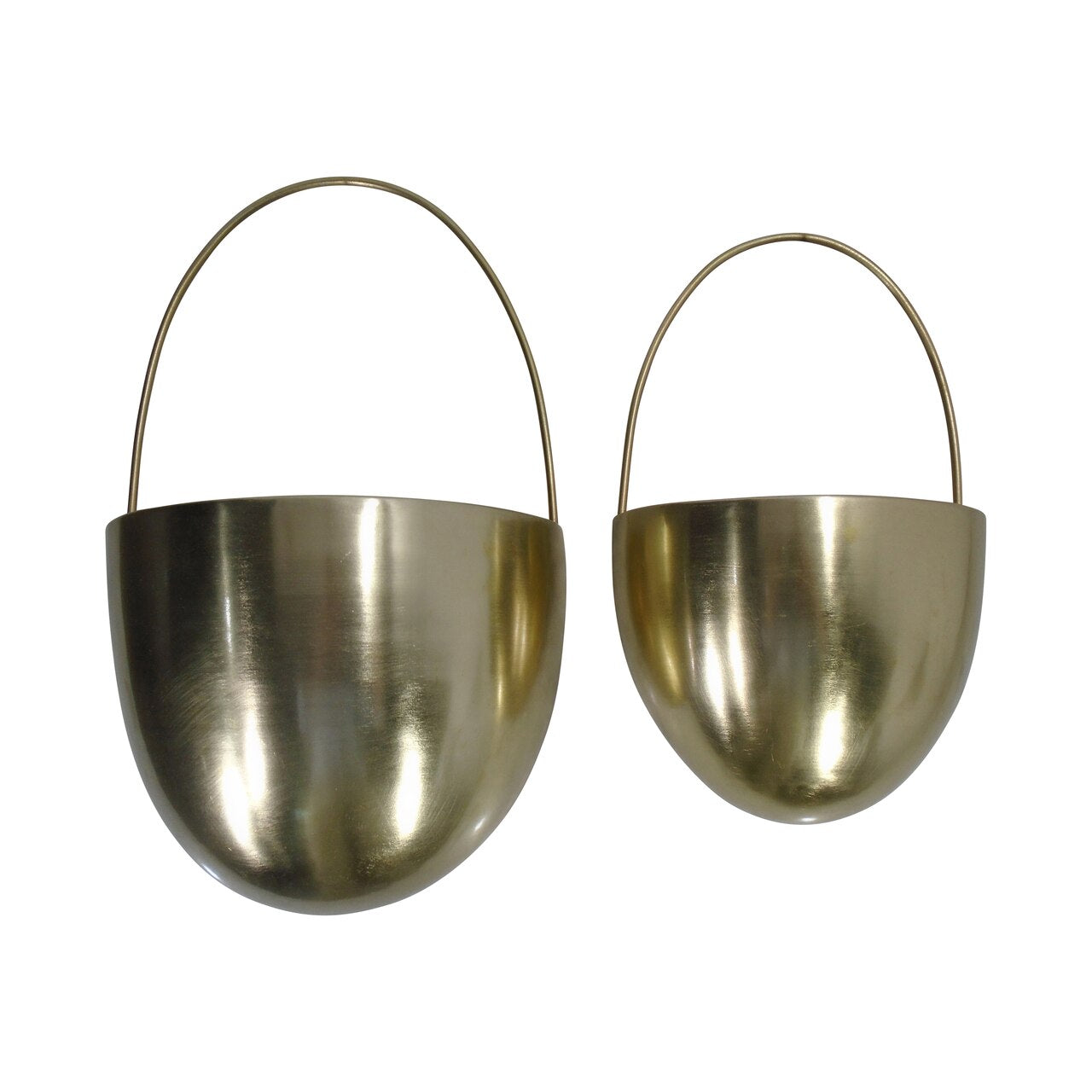 brass wall hanging planter Sagebrook S/2 Metal 15/19" Wall Hanging Planter, Gold