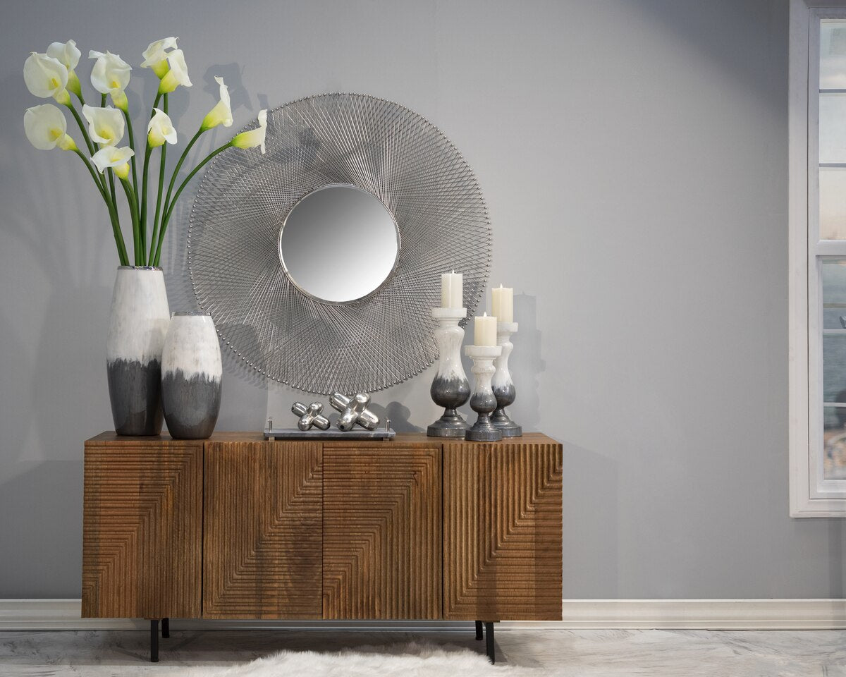 Metal 8" Geometric Orb, Silver