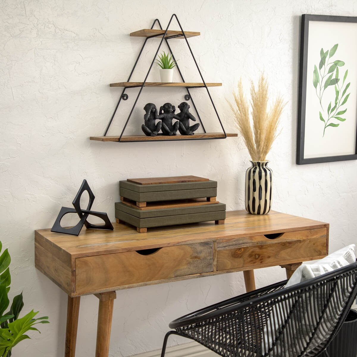 Wood 16" Faux Leather Box W/ Legs, Green