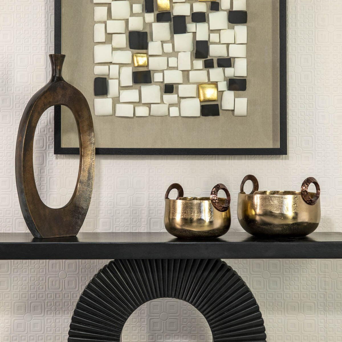 S/2 10/12" Bowl With Handles, Gold