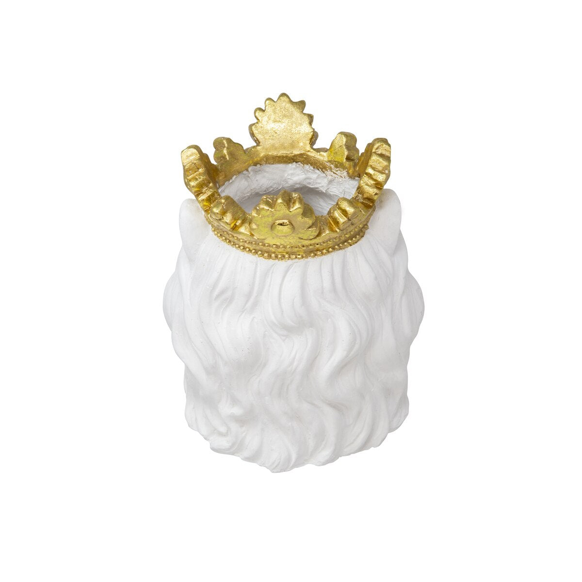 Resin 9" Lion W/ Crown, White