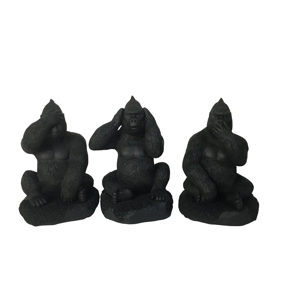 Resin, S/3 Hear, Speak, See No Evil Gorilla, Black