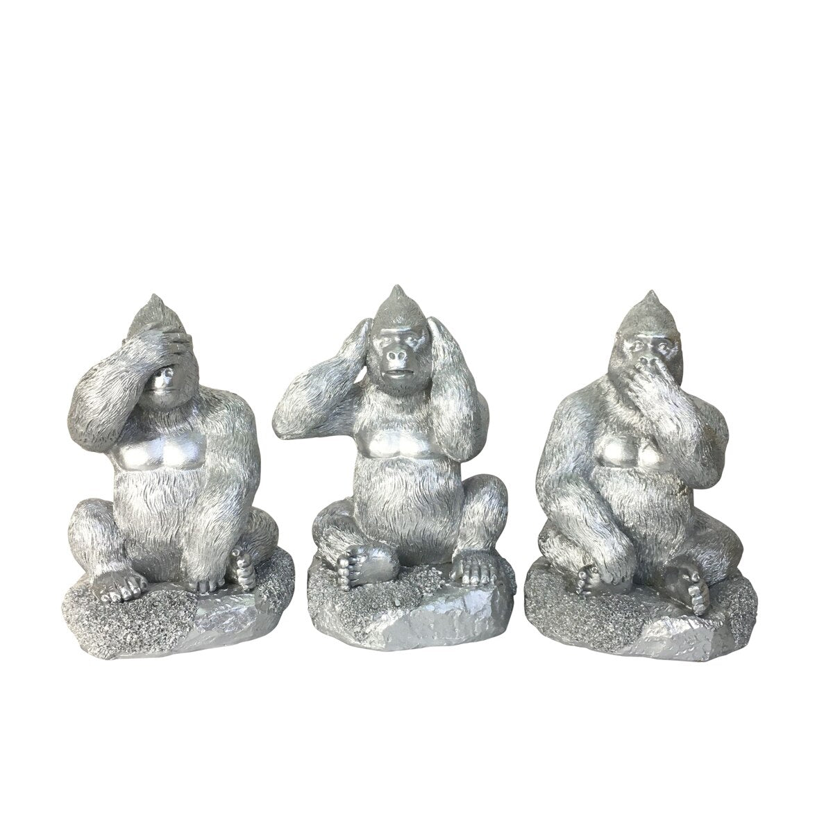 Resin, S/3 Hear, Speak, See No Evil Gorilla,silver