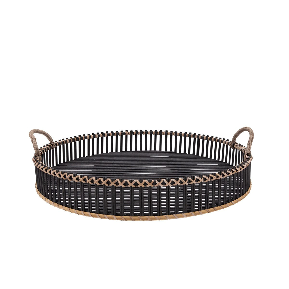S/2 Bamboo 24/30" Round Trays, Black