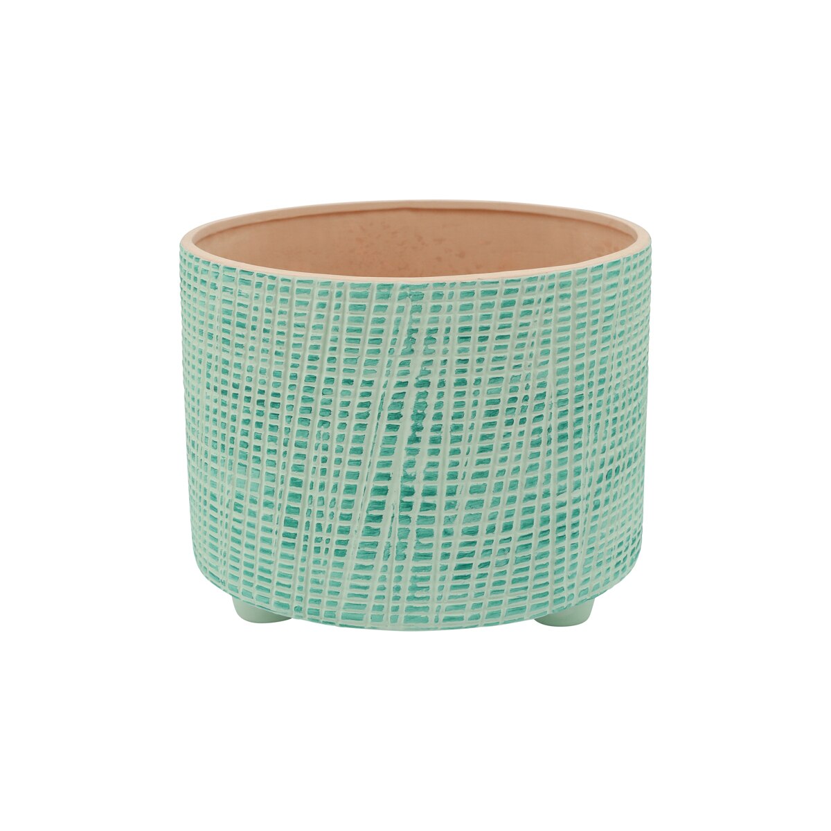 S/2 10/12" Checkered Footed Planter, Green