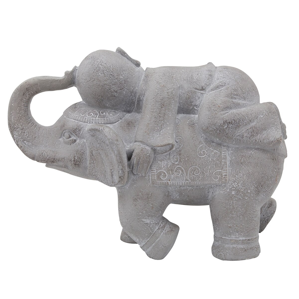 Resin, 16"h Elephant W/ Child, Gray