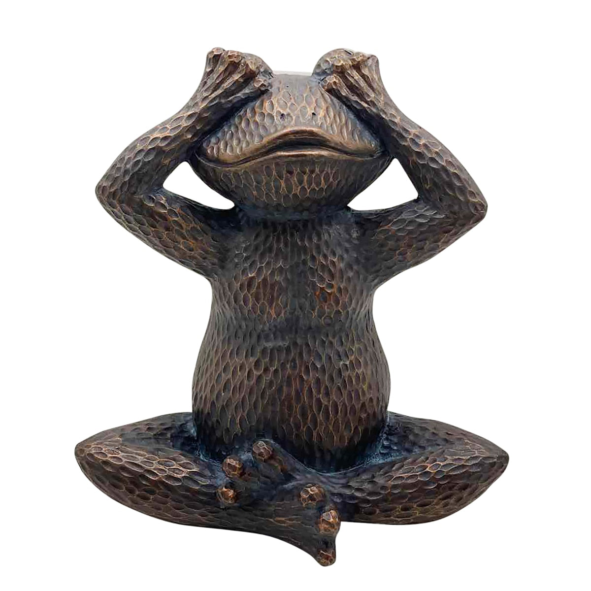 Resin, 16"h No See Frog, Metallic Blue