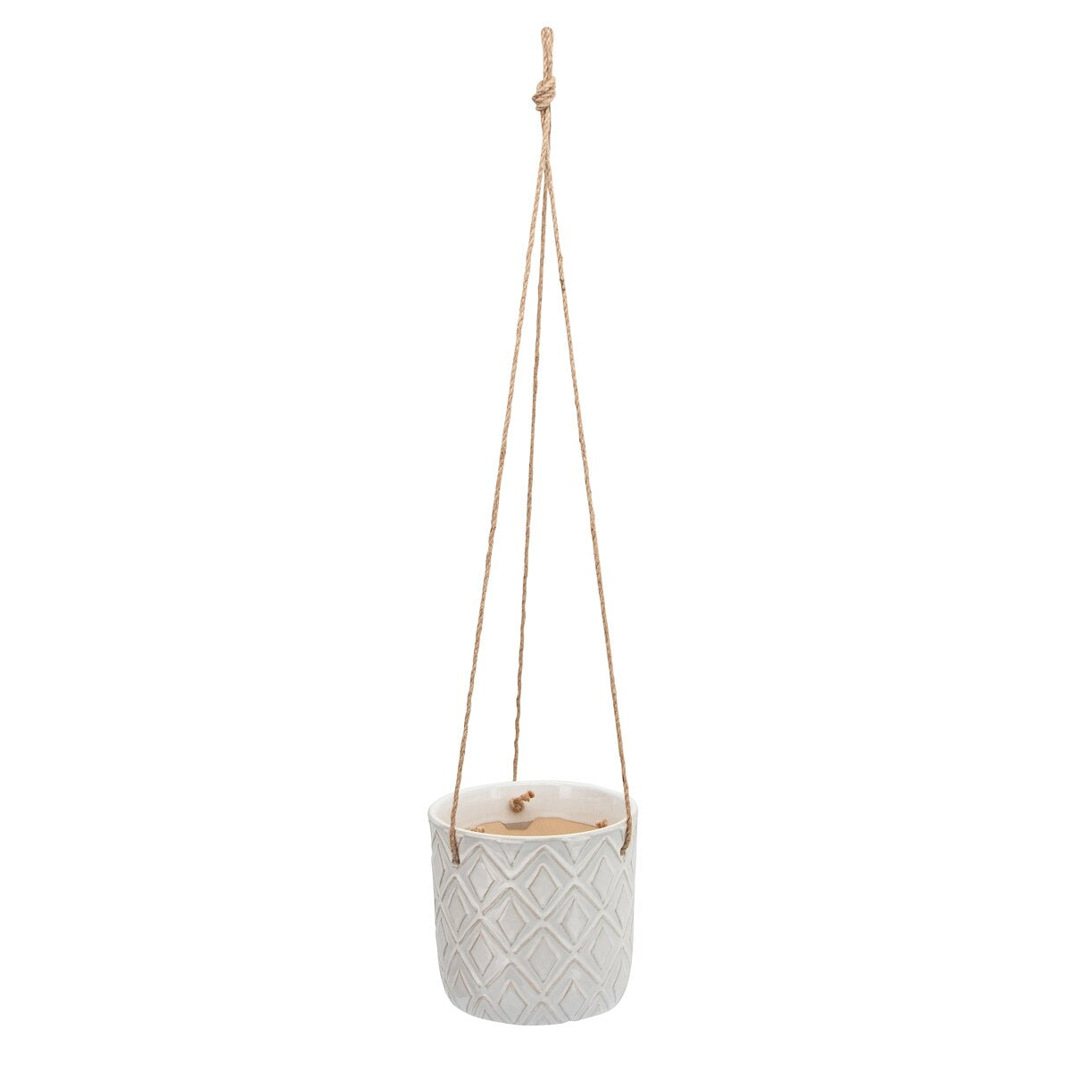 7", Diamond Hanging Planter, White