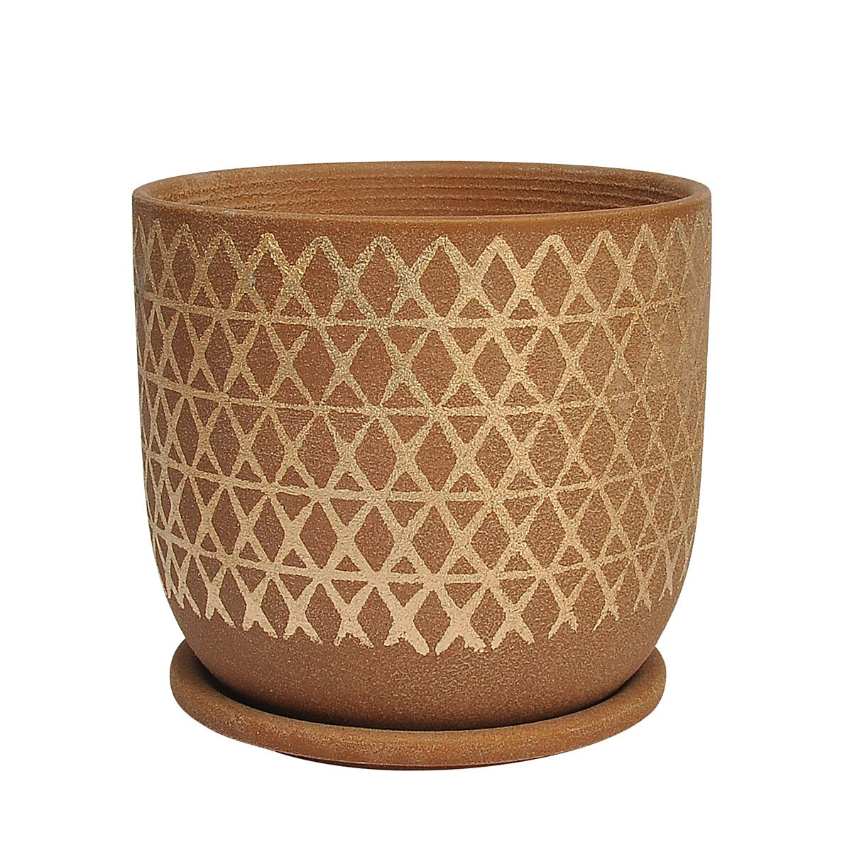 8" Cross Planter W/ Saucer, Tan