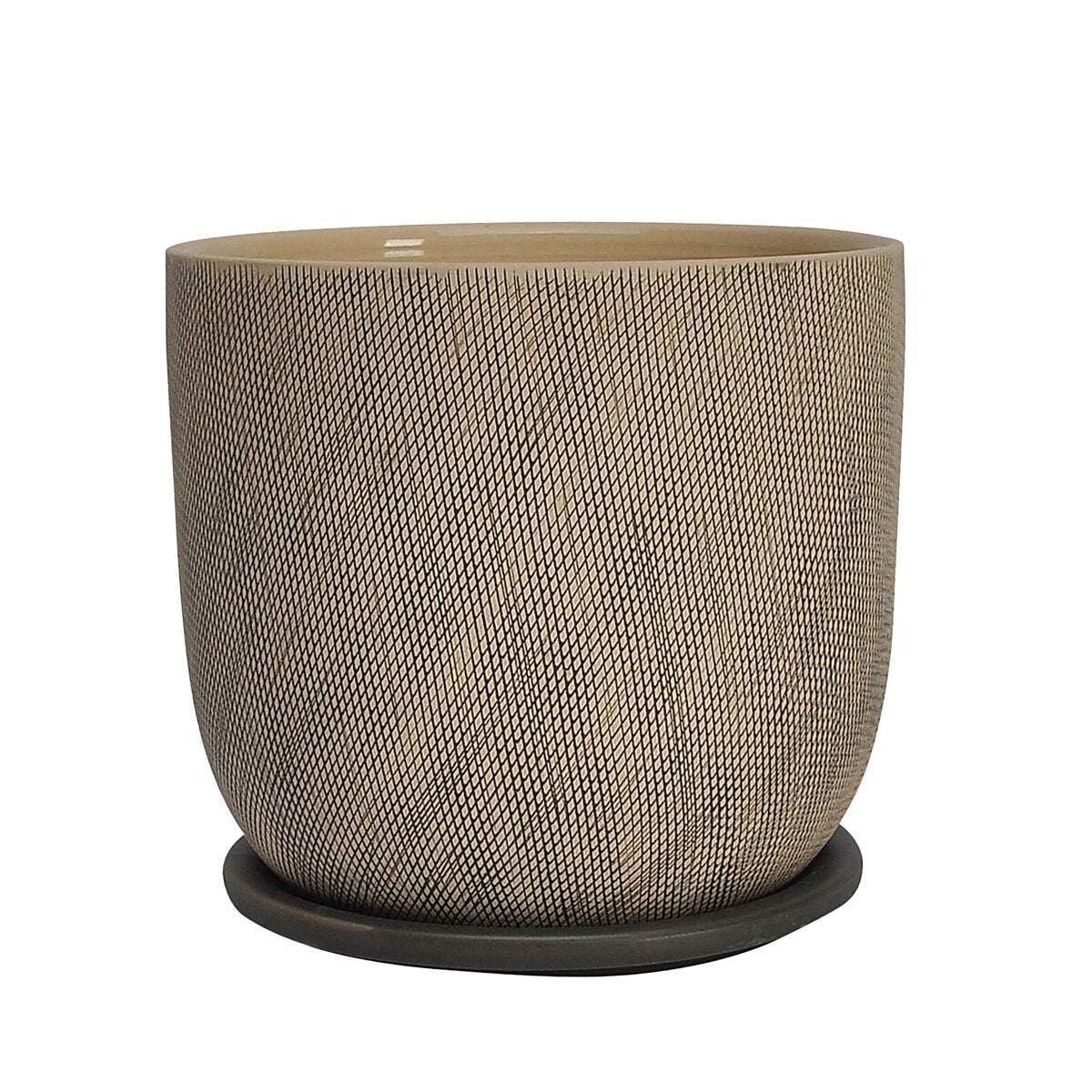 8 ceramic planter with saucer Sagebrook Home 8" Mesh Planter with Saucer, Gray