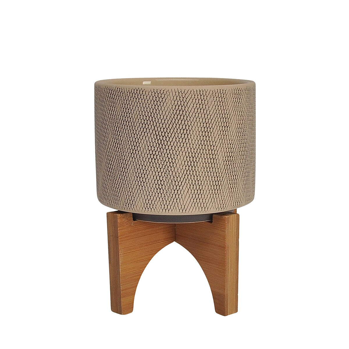 5" Mesh Planter W/ Stand, Tan