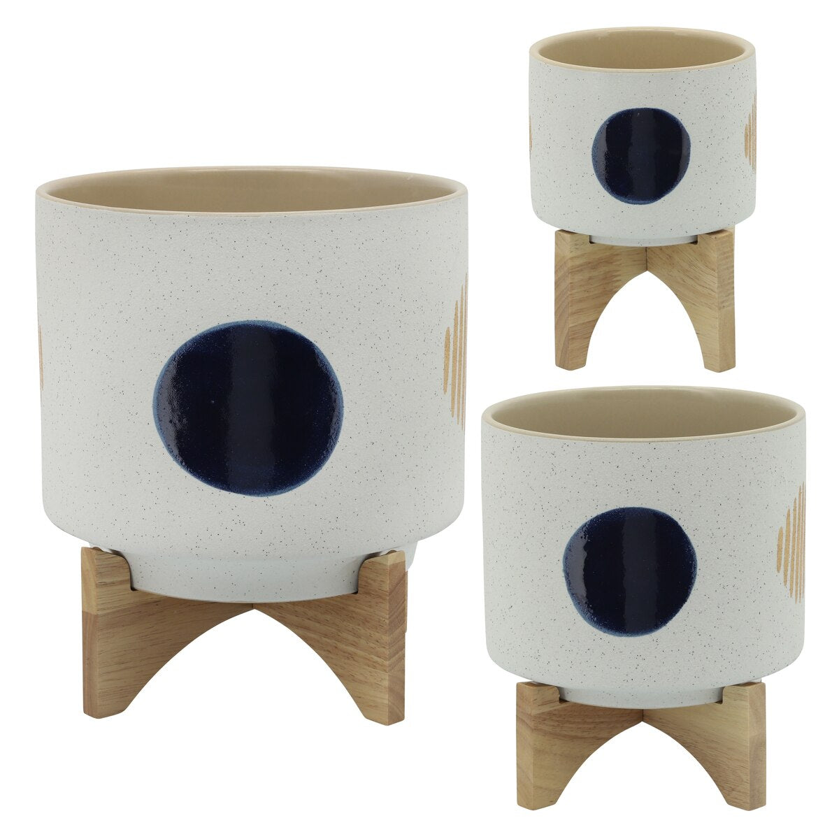 8" Funky Planter W/ Stand, White