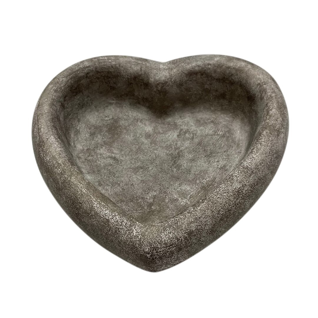 Resin 10" Heart Bird Feeder, Gray