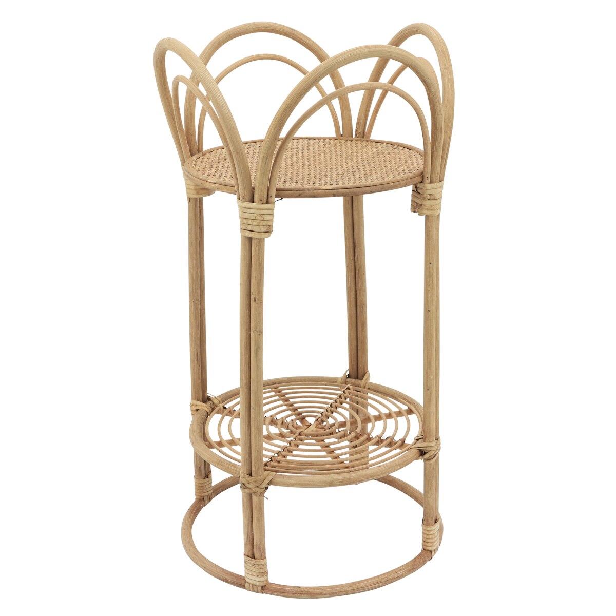 26"h Wicker/bamboo 2-layer Planter Stand, Brown