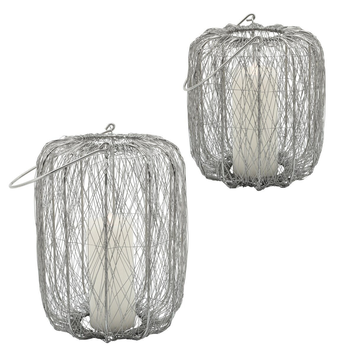 Metal, 10"h Wire Lantern, Silver