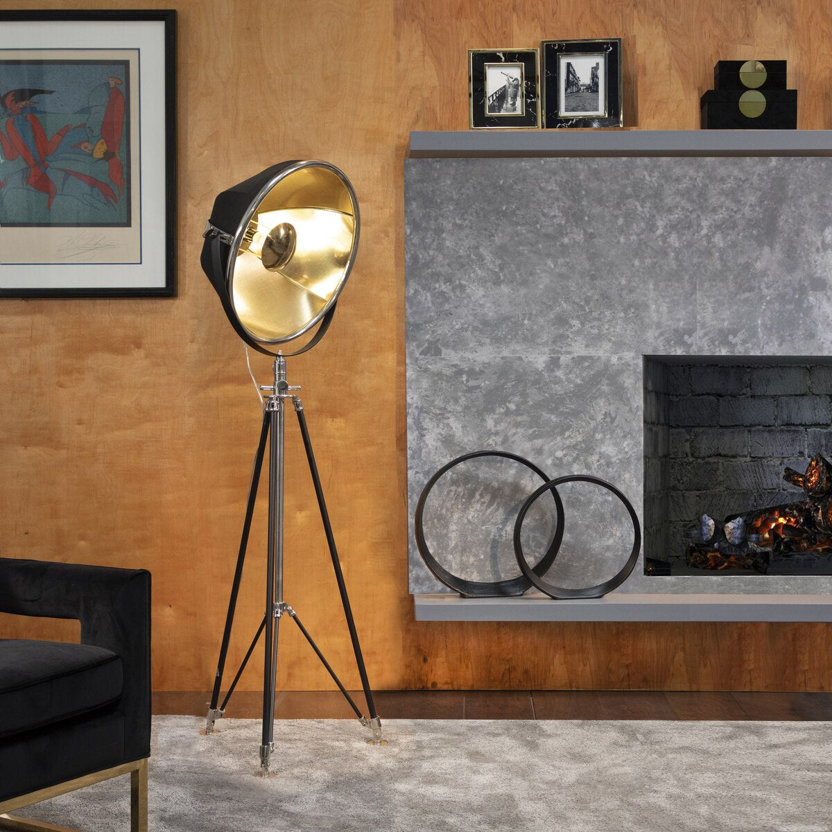 Metal 62" Photographer's Tripod Floor Lamp, Black/