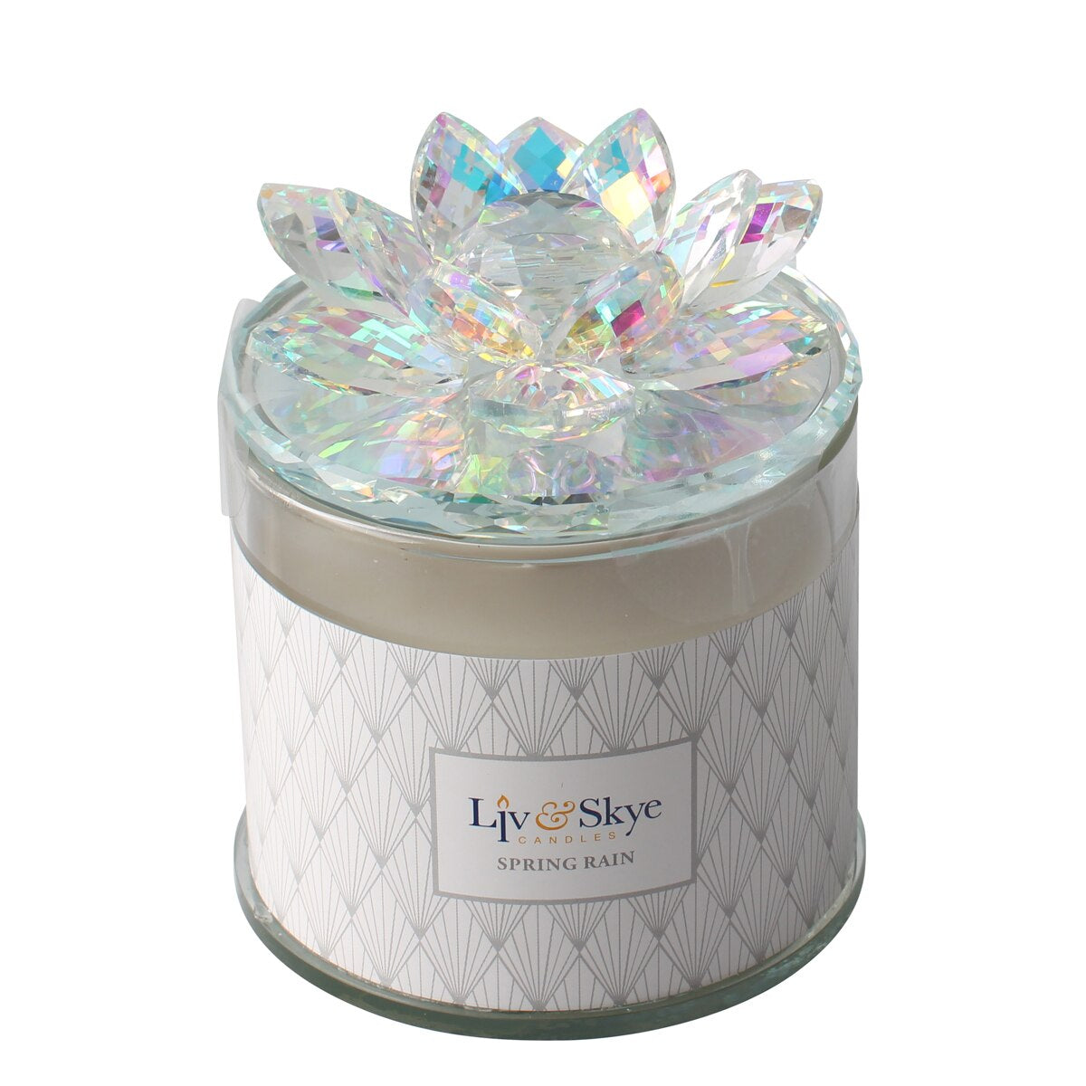 Crystal 5"soy Candle Lotus Box, Rainbow 13oz