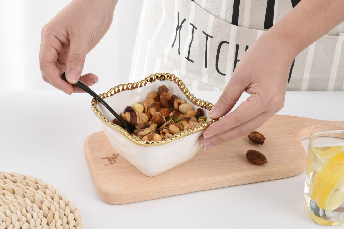 PAMPA BAY SQUARE SNACK BOWL IN GOLDEN SALERNO