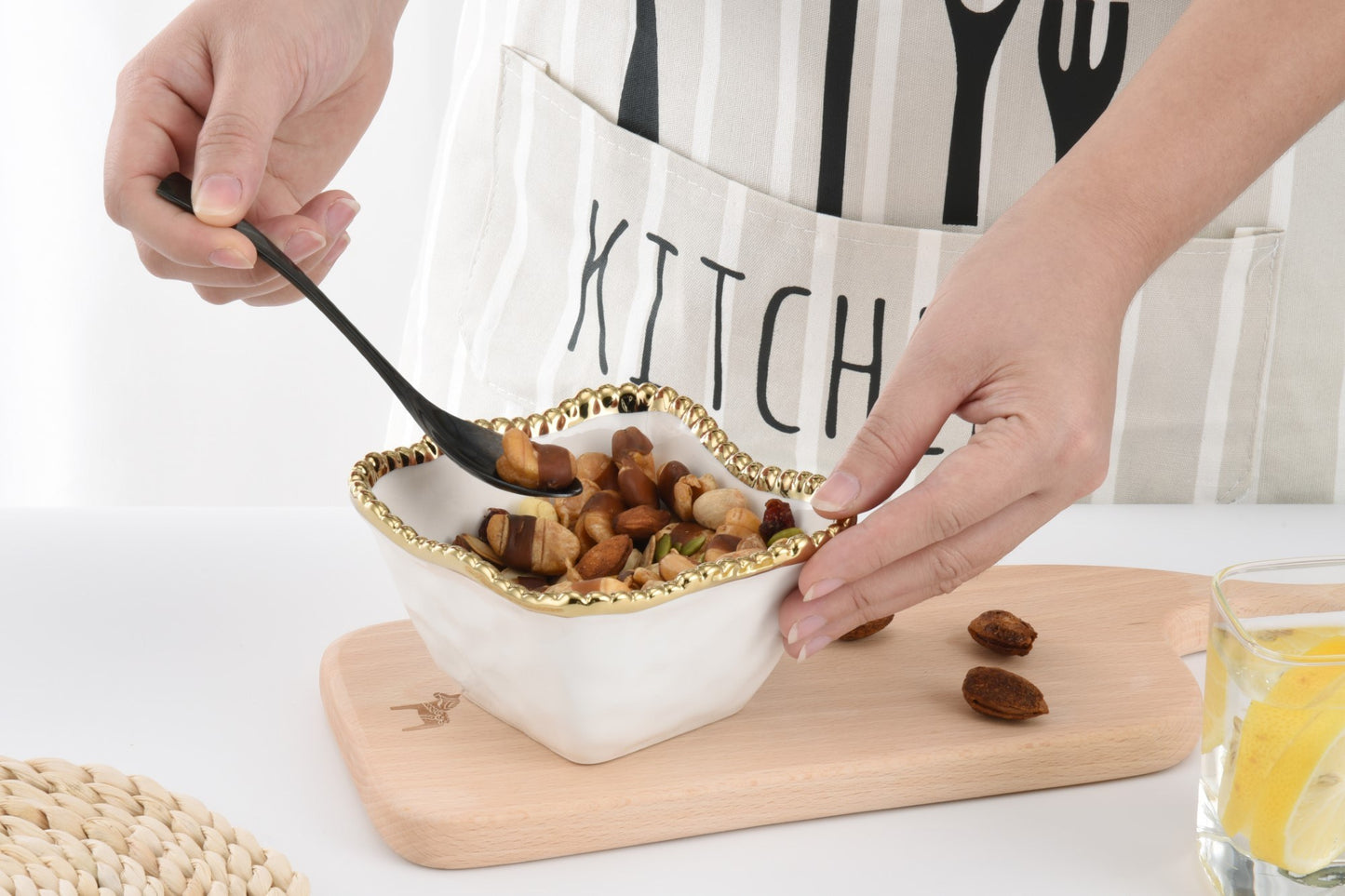 PAMPA BAY SQUARE SNACK BOWL IN GOLDEN SALERNO
