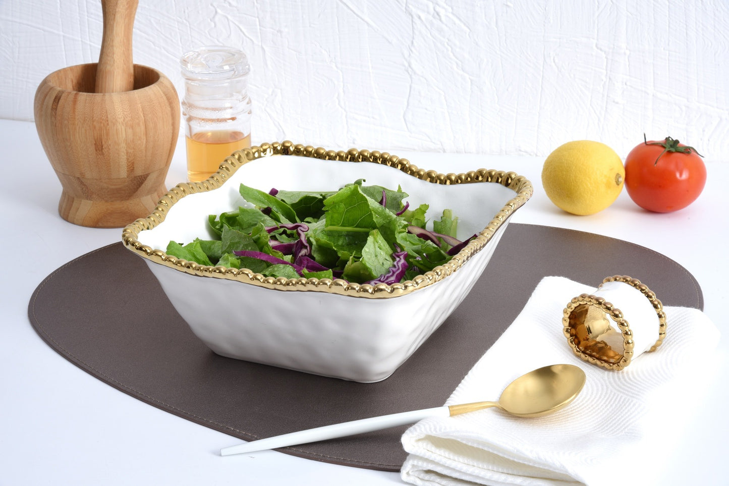 PAMPA BAY MEDIUM SQUARE SALAD BOWL IN GOLDEN SALERNO