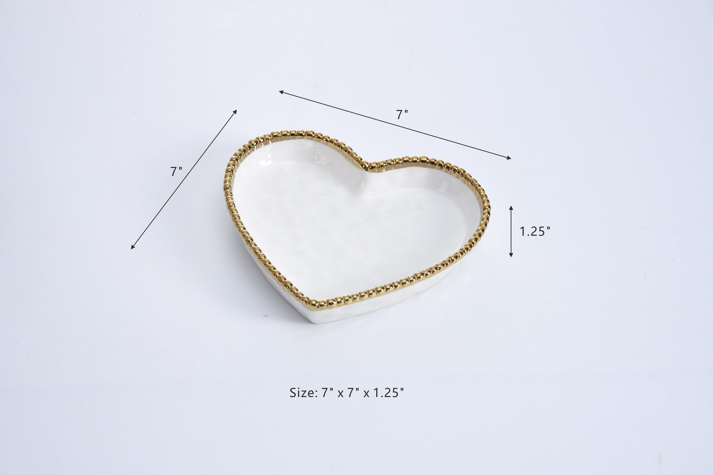 PAMPA BAY HEART DISH WHITE WITH GOLD TRIM