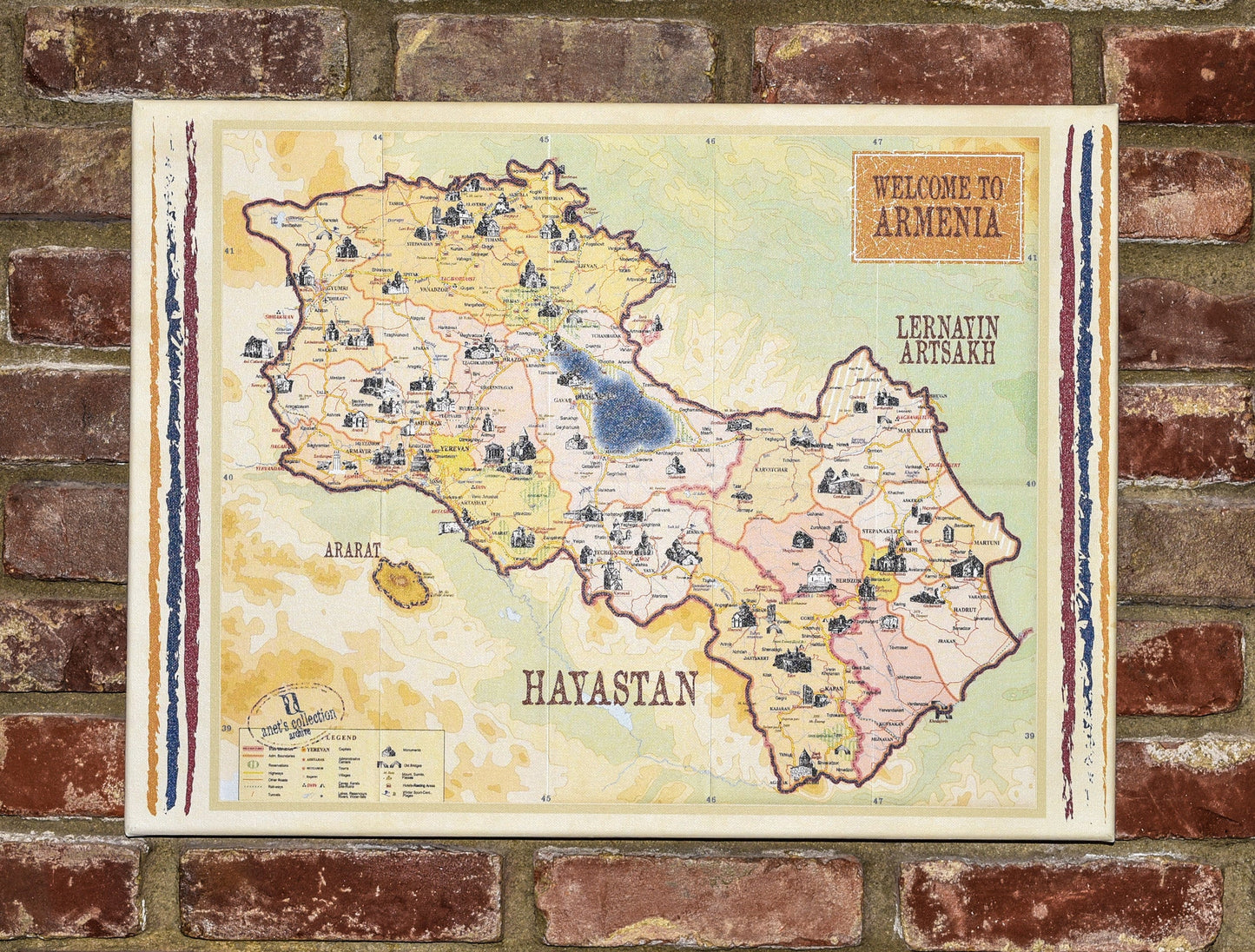 Canvas Art of Map Of Armenia by Anet's Collection