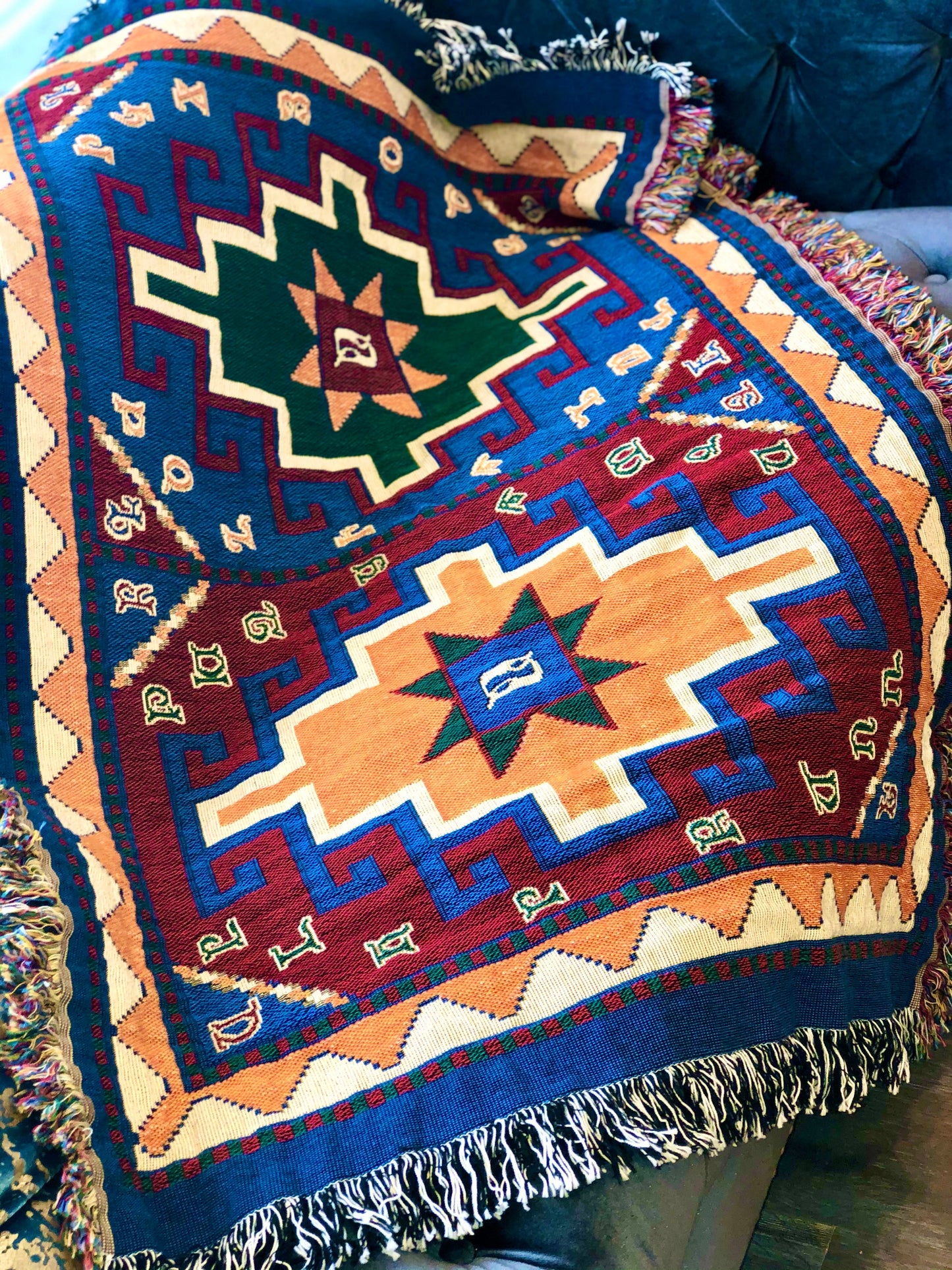 Armenian Alphabet Tapestry Throw on a Rug Design