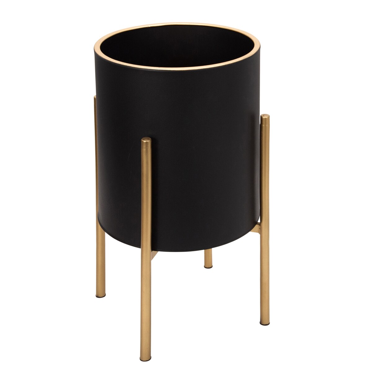 S/2 Planter On Metal Stand, Black/gld