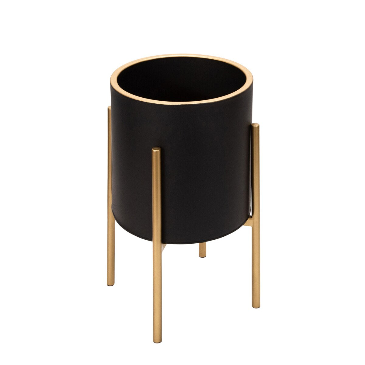 S/2 Planter On Metal Stand, Black/gld