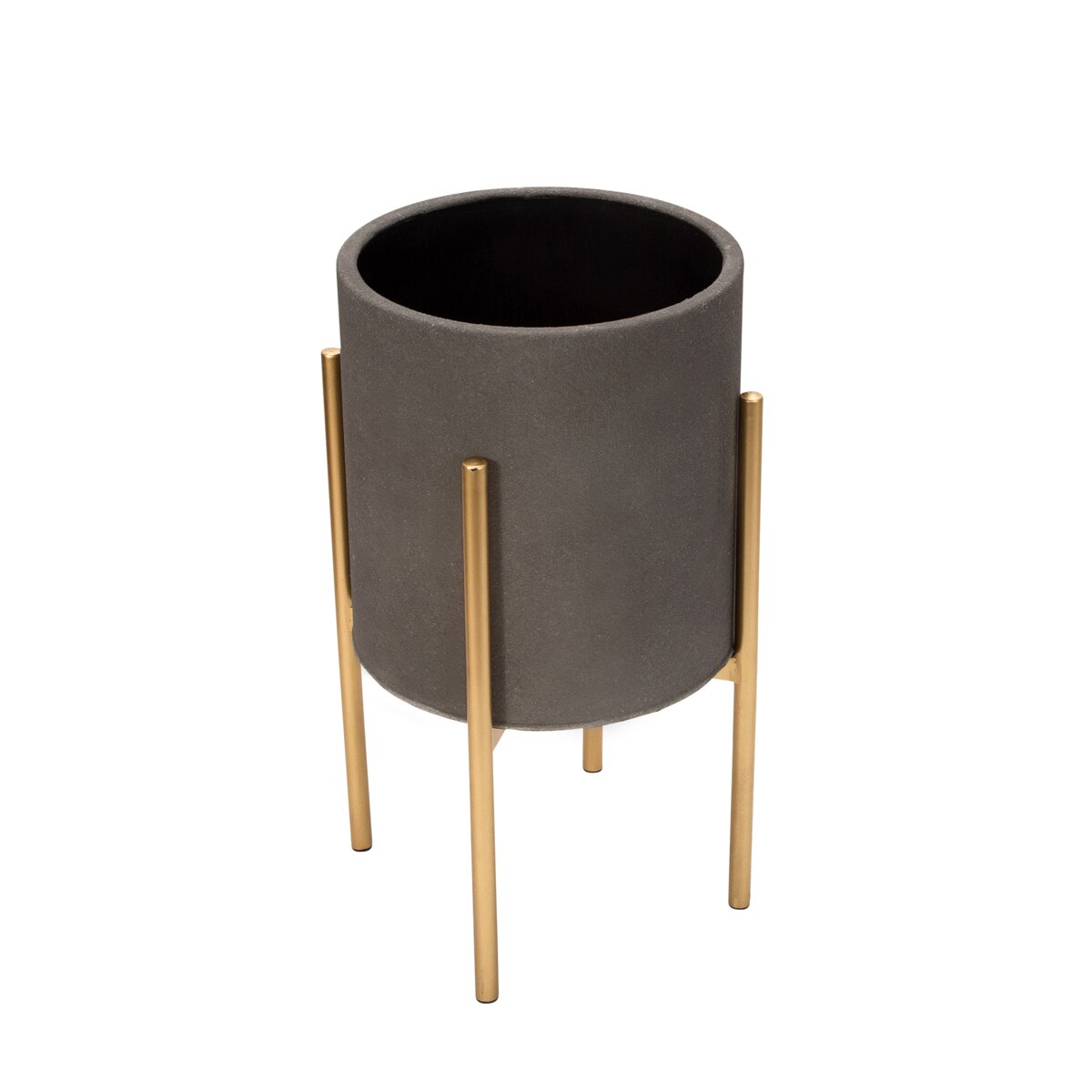 S/2 Planter On Metal Stand, Gray/gld