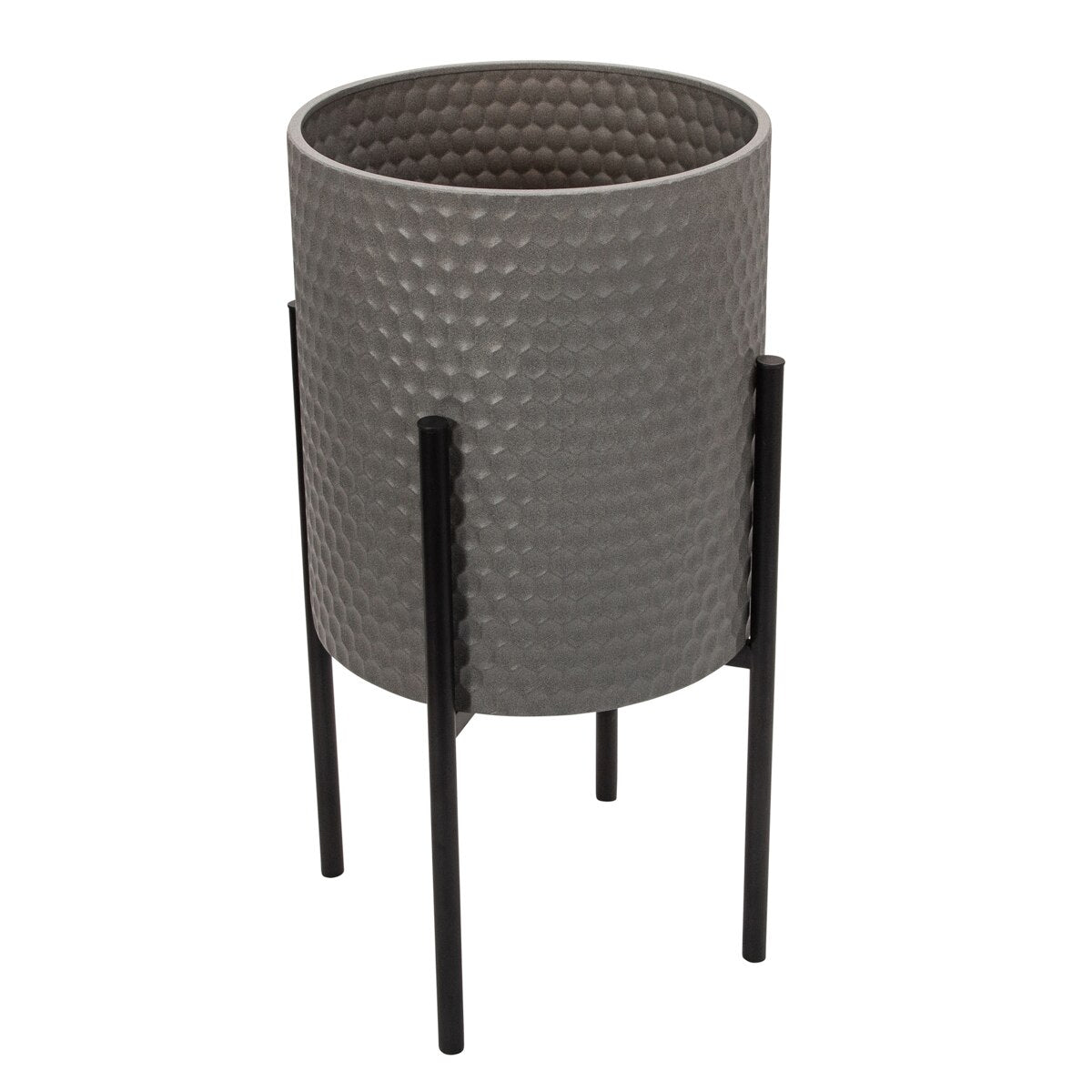 S/2 Honeycomb Planter On Metalstand, Gray/blk