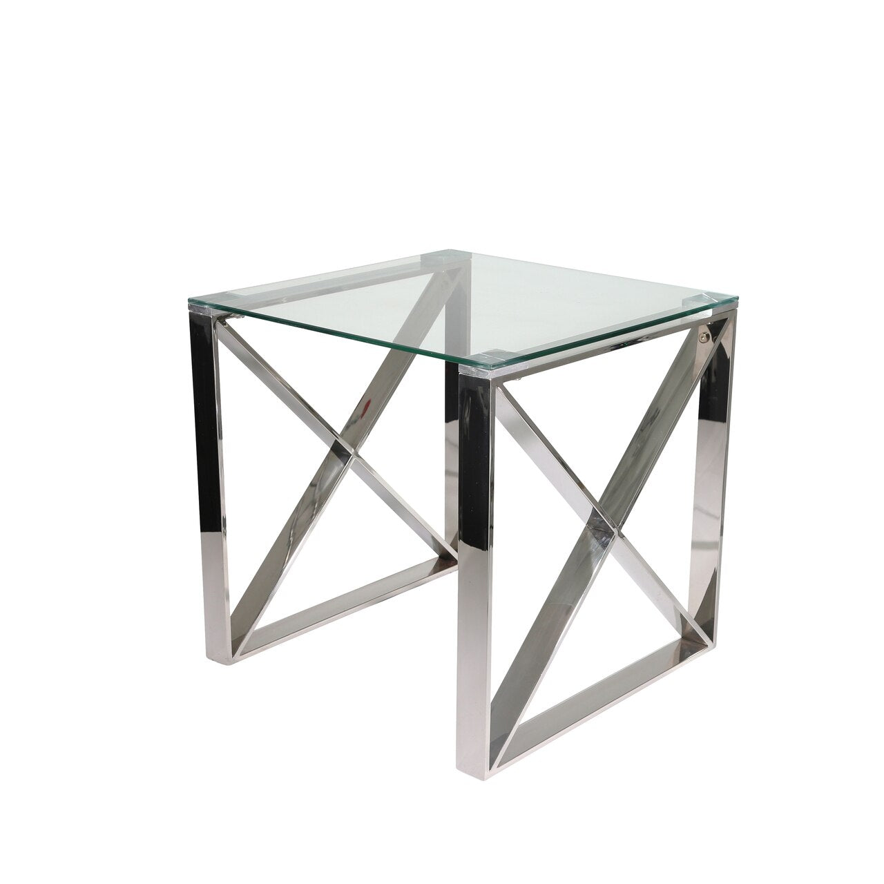 Silver Metal/glass Accent Table, Kd