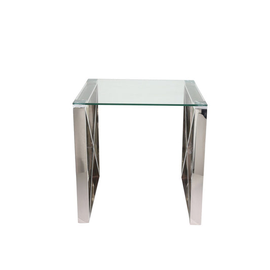 Silver Metal/glass Accent Table, Kd