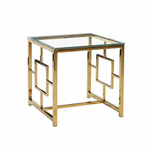 GOLD METAL/GLASS ACCENT TABLE, KD