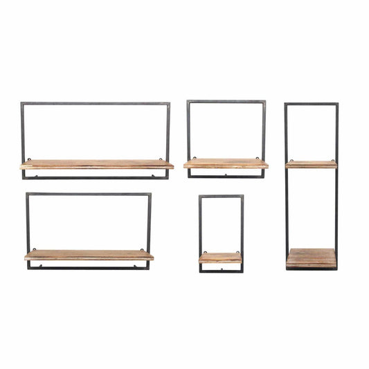 S/5 Wood/metal Wall Shelves