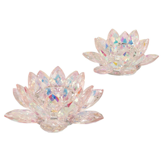 Blush Crystal Lotus Votive Holder 8.25"