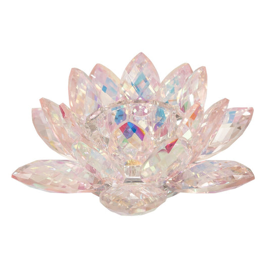 Blush Crystal Lotus Votive Holder 8.25"