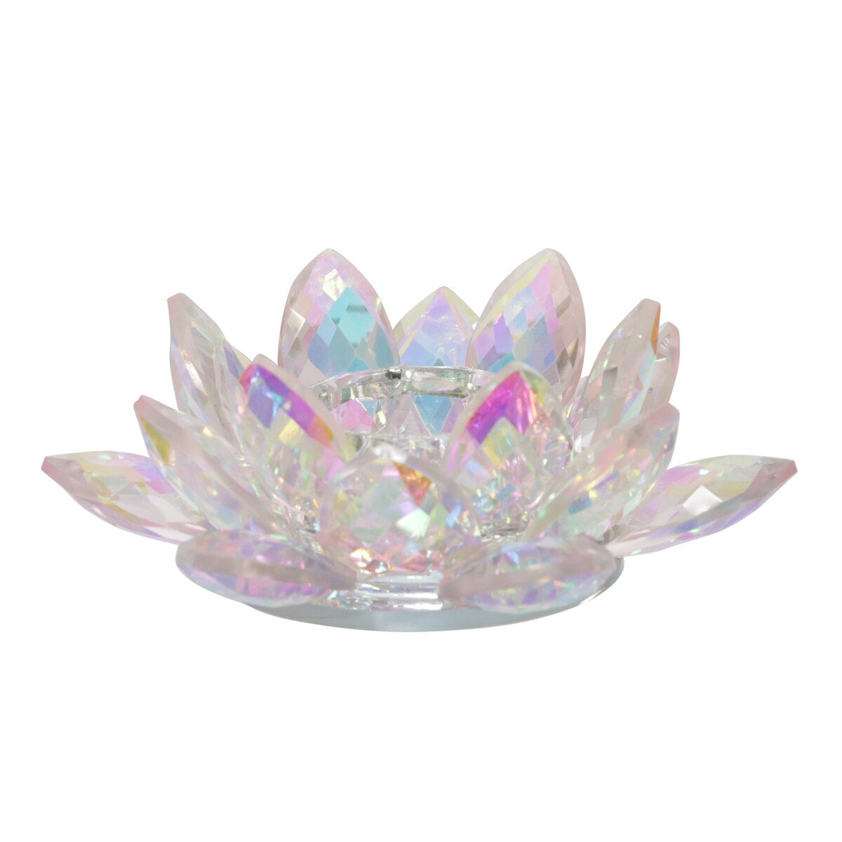 Blush Crystal Lotus Votive Holder 6"